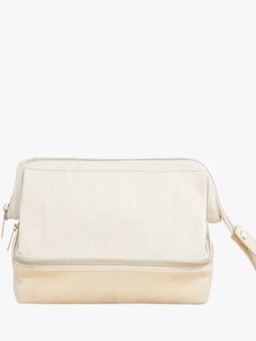 BEIS Cream Canvas Travel Dopp Kit Toiletry Bag